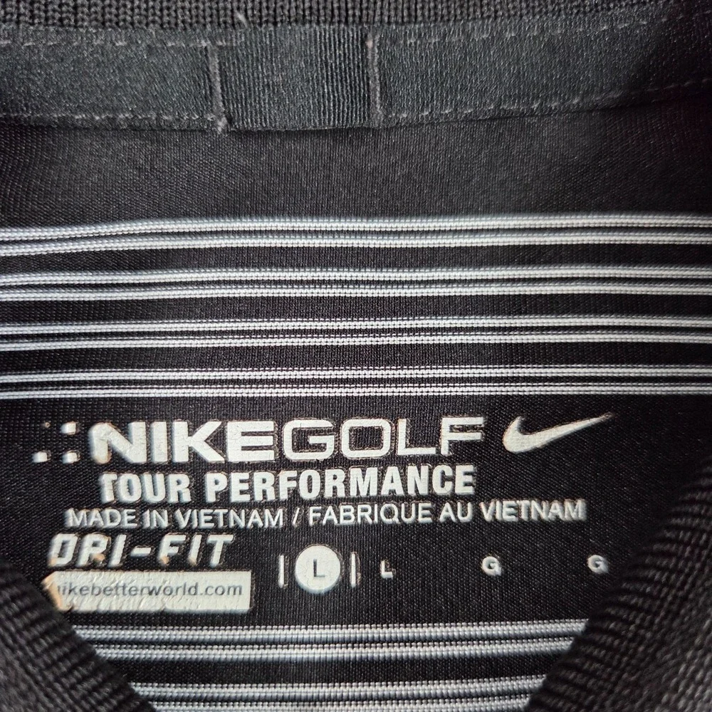 TCU Horned Frogs Nike Golf Tour Performance Polo Shirt Mens L Black White Stripe